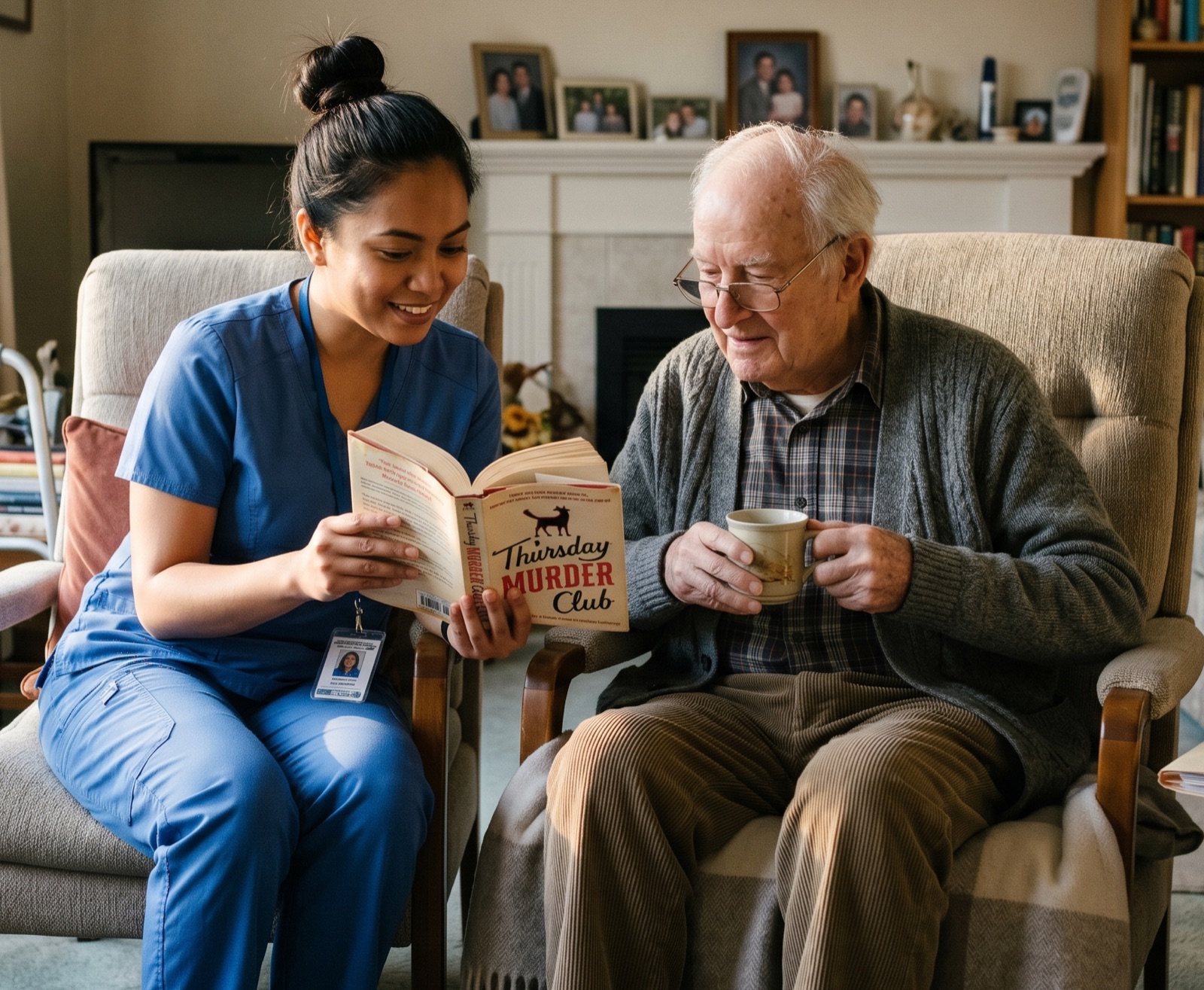 Domiciliary care worker visiting a resident in their own home.