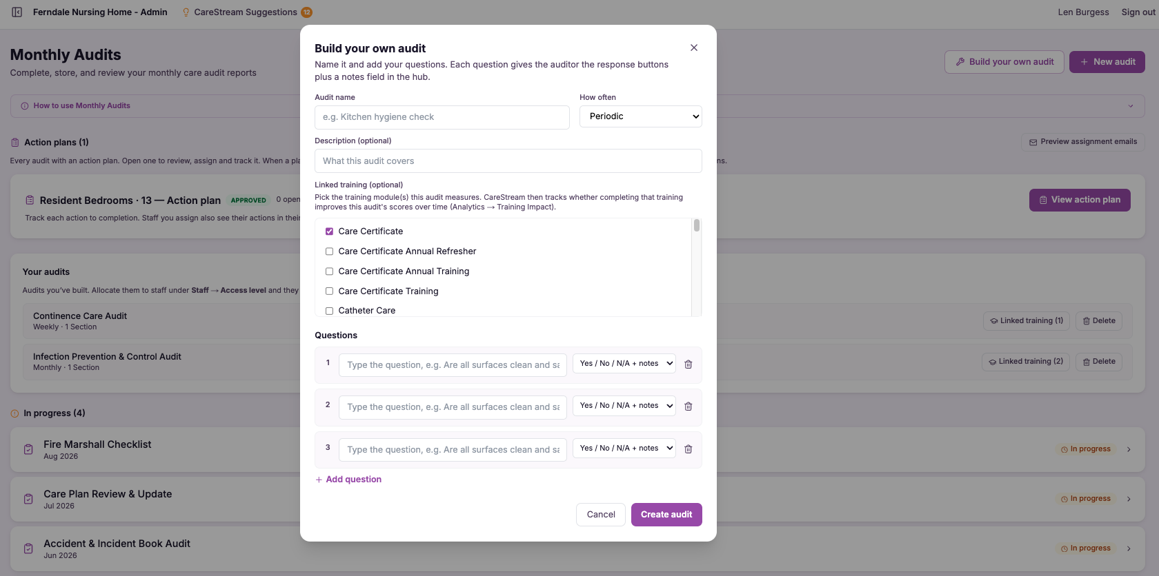 Audits linked to training