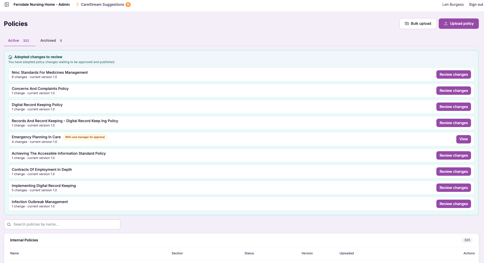 Admin approval with full version history