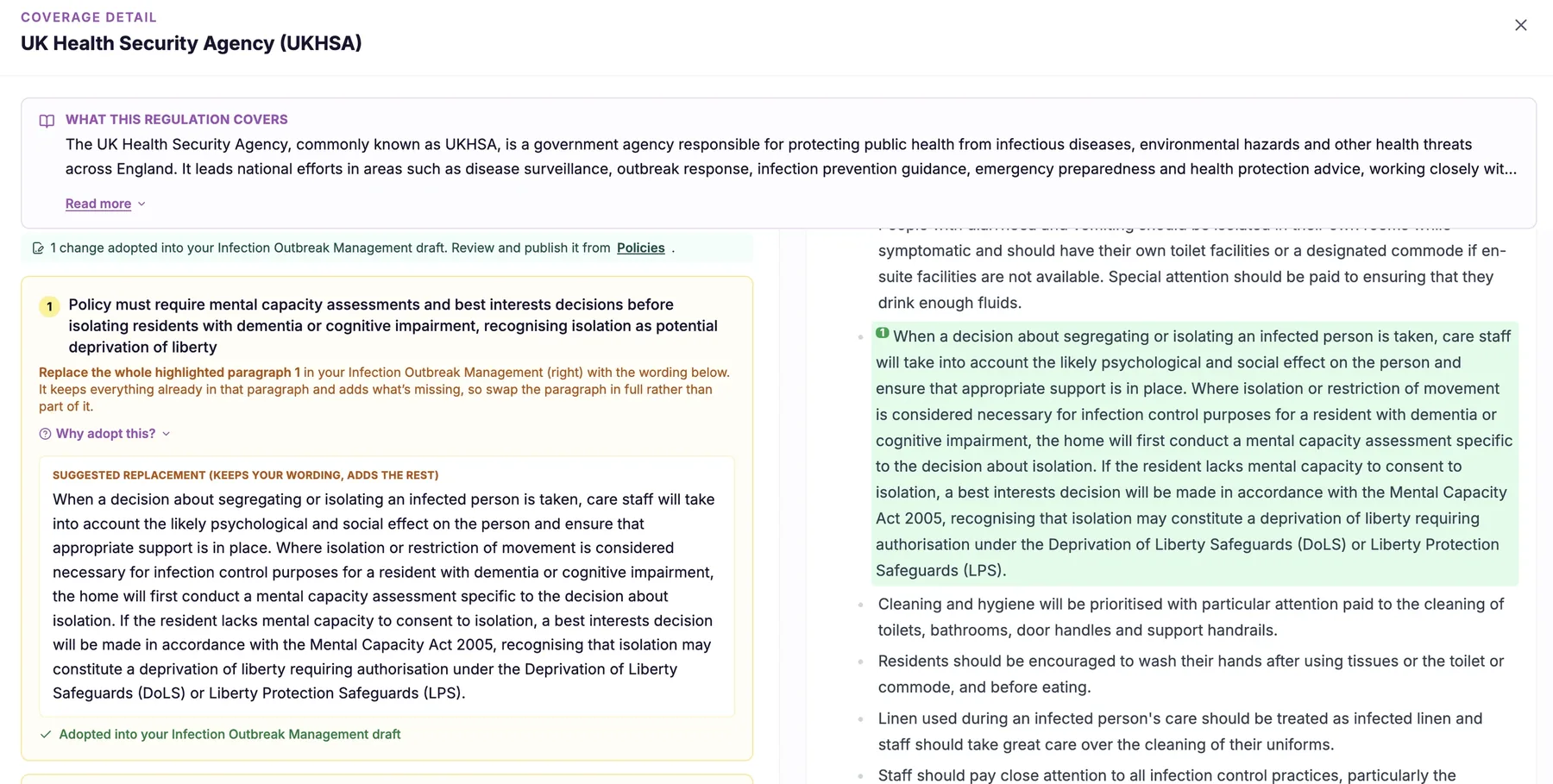 Legal basis + source citation on each recommendation