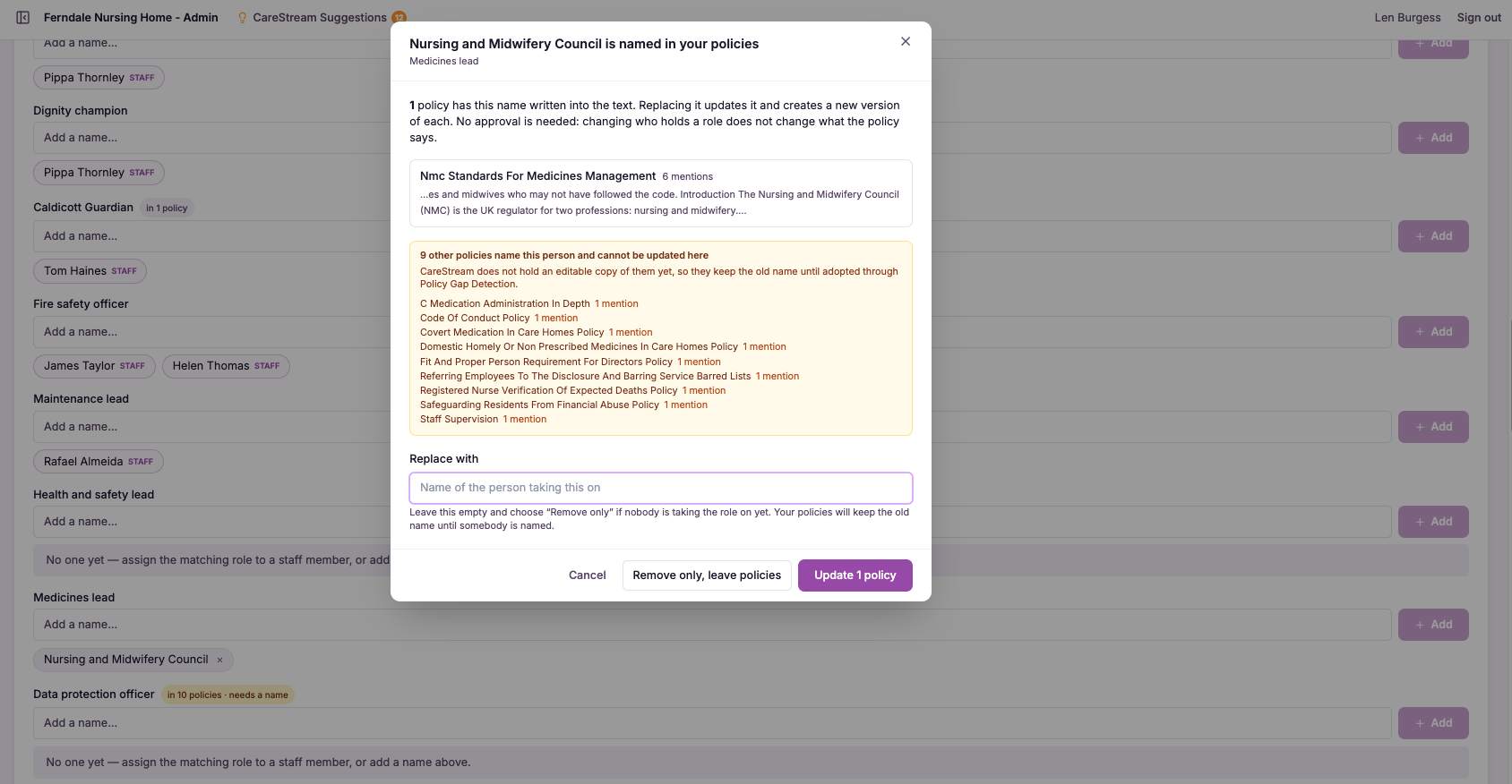 Link roles to policies