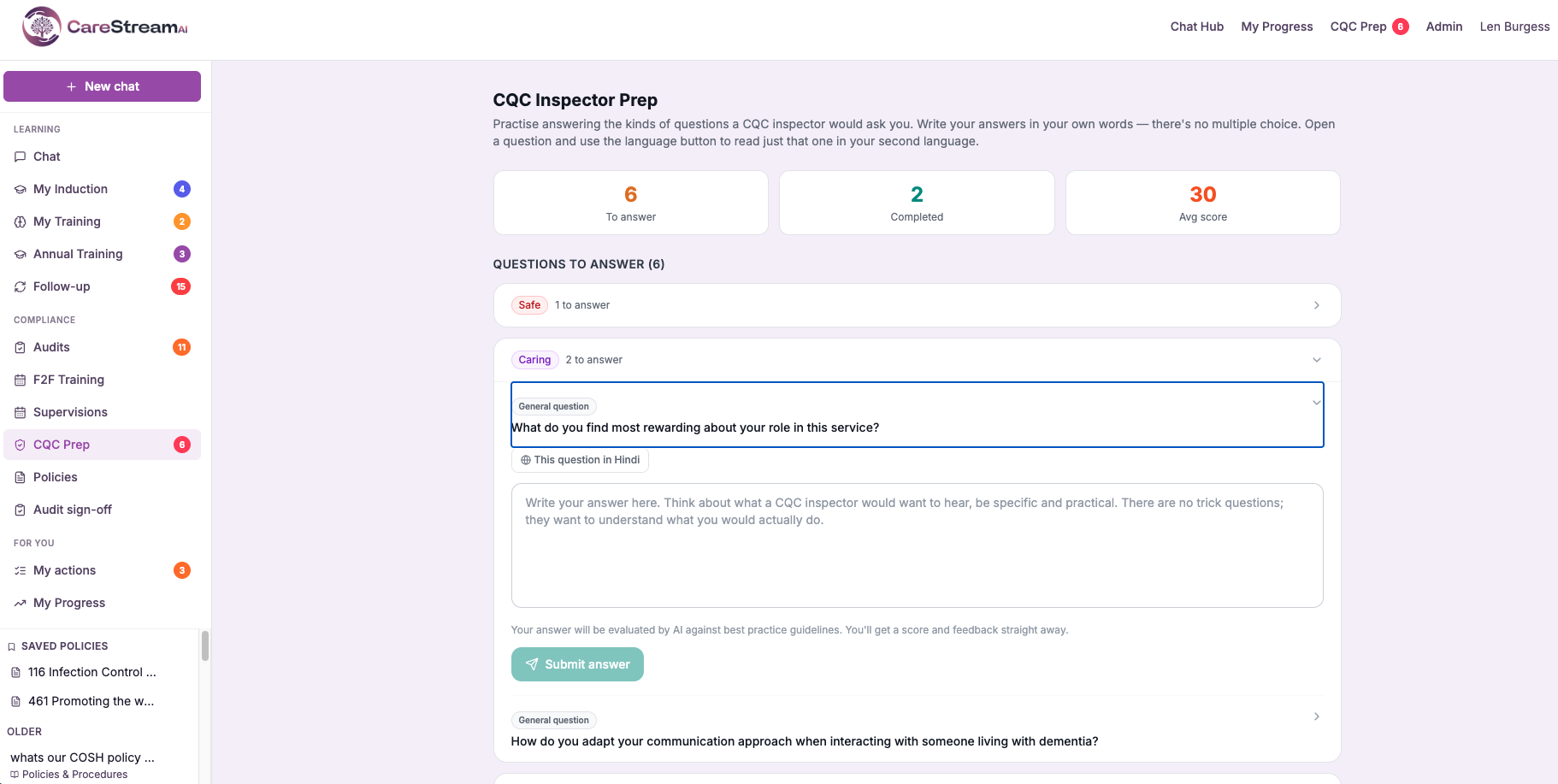 CQC Prep Questions