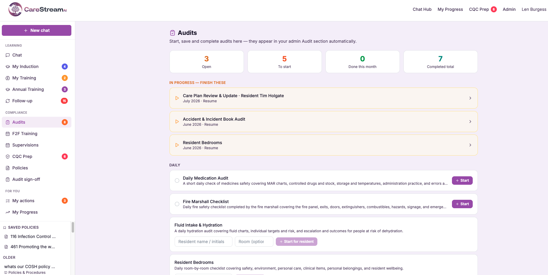 Structured audits that take minutes to complete and produce a report you can actually use.