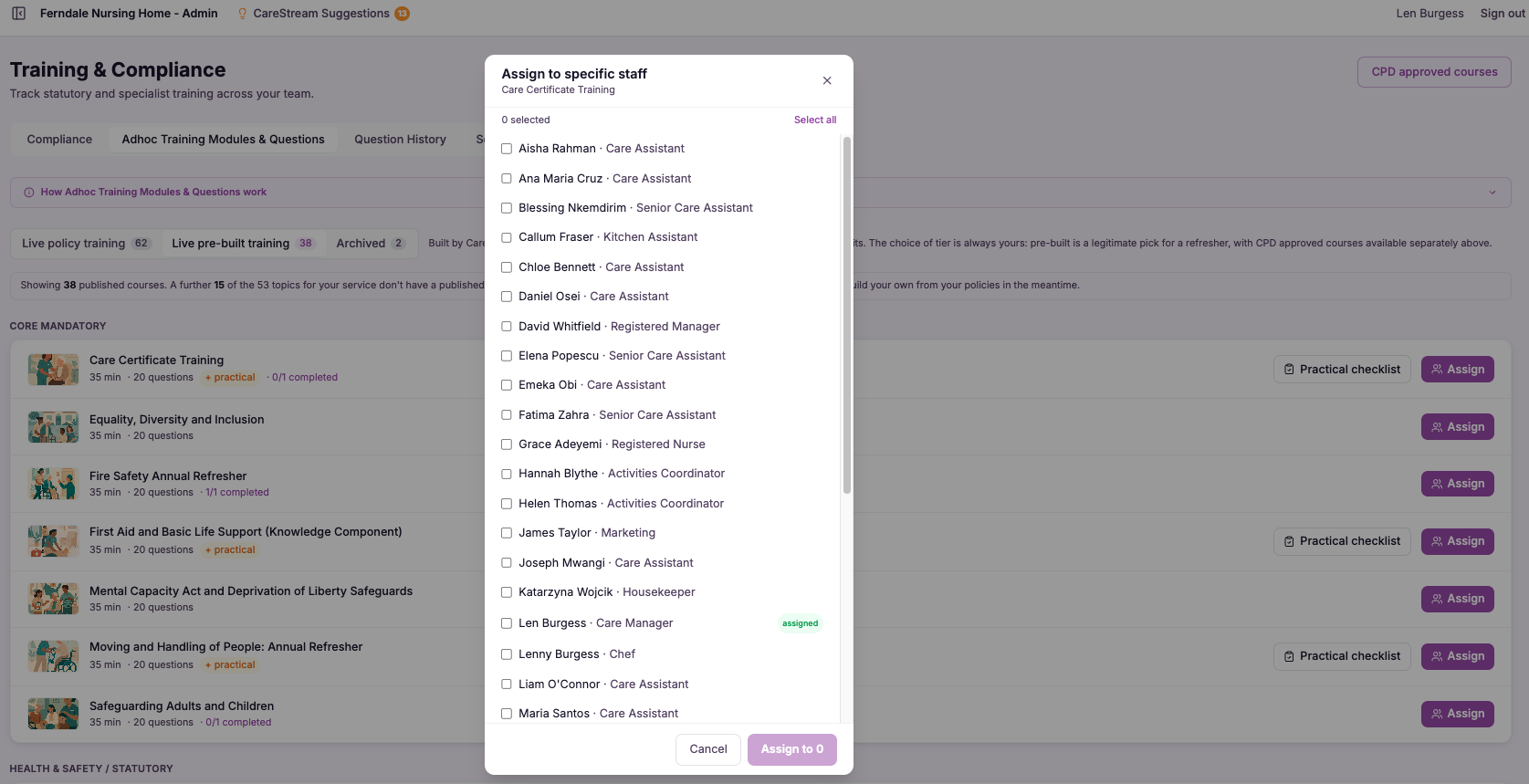 Screenshot slot Assignment by role