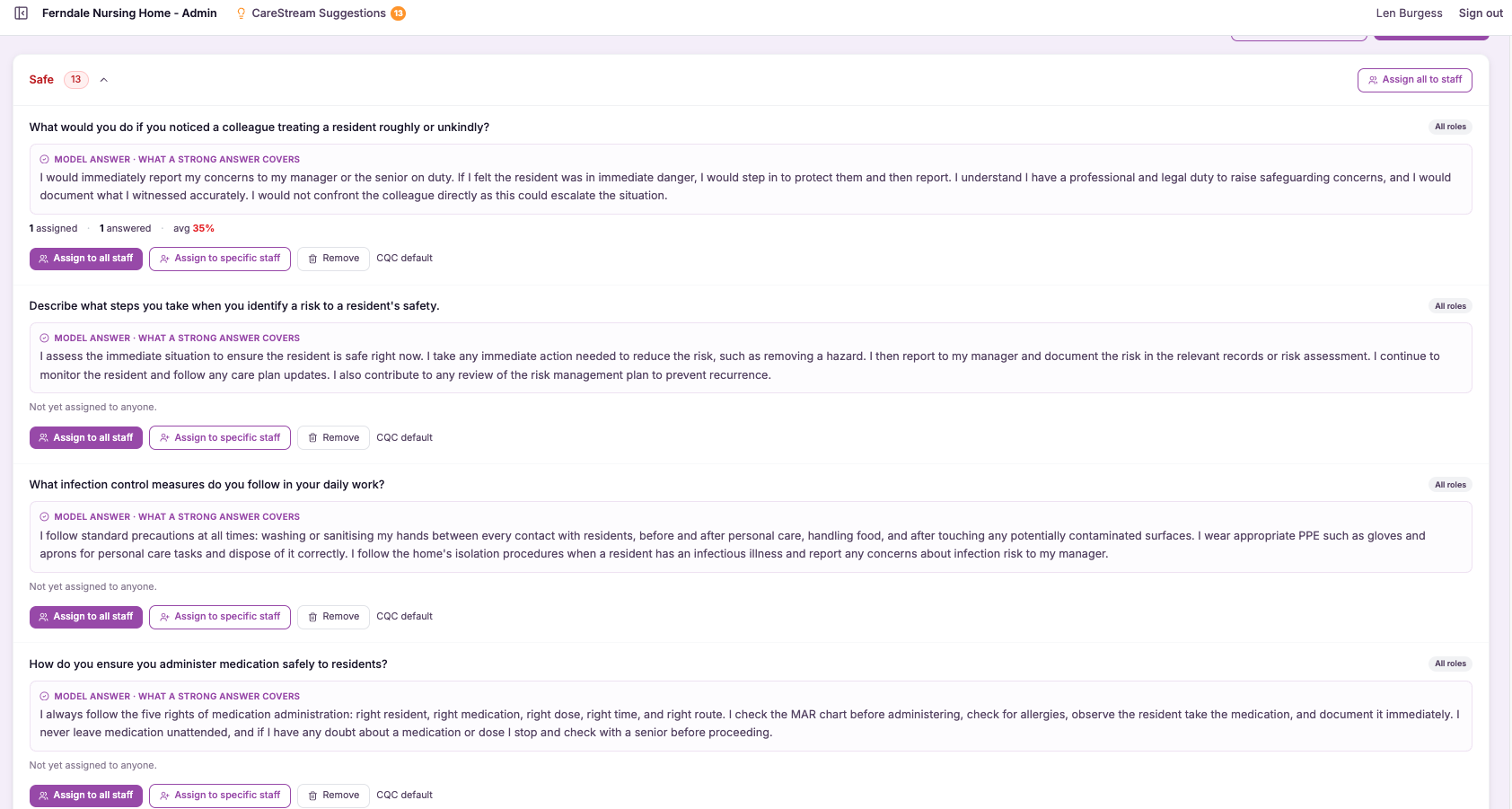 Screenshot slot Readiness by role