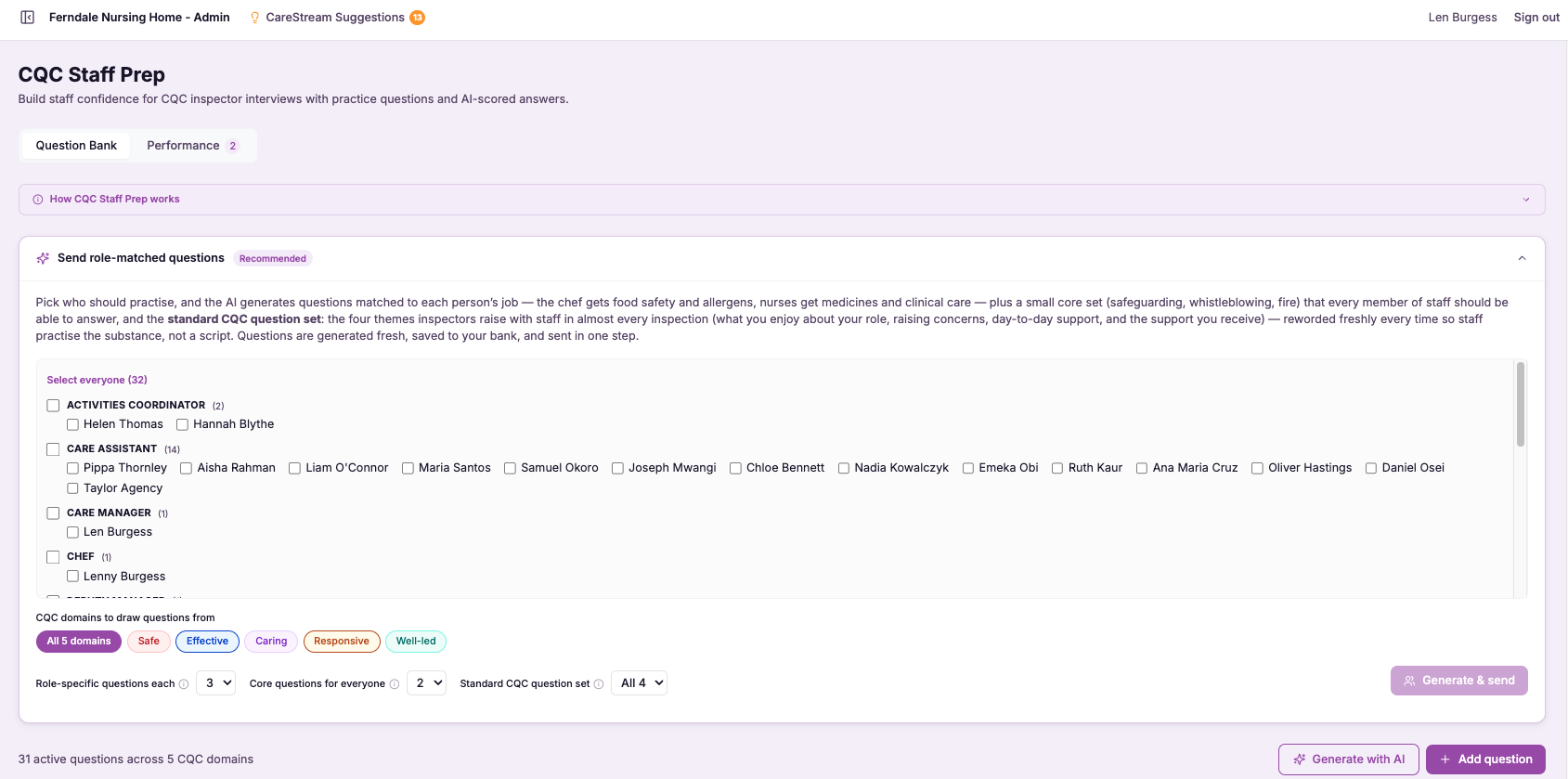 Screenshot slot Policy mapped to quality statements