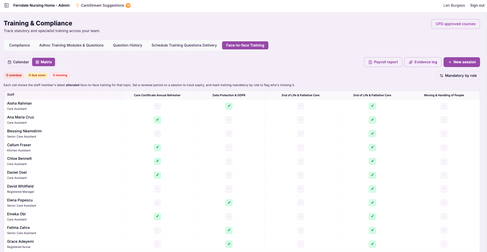 Screenshot slot Matrix showing in person and online