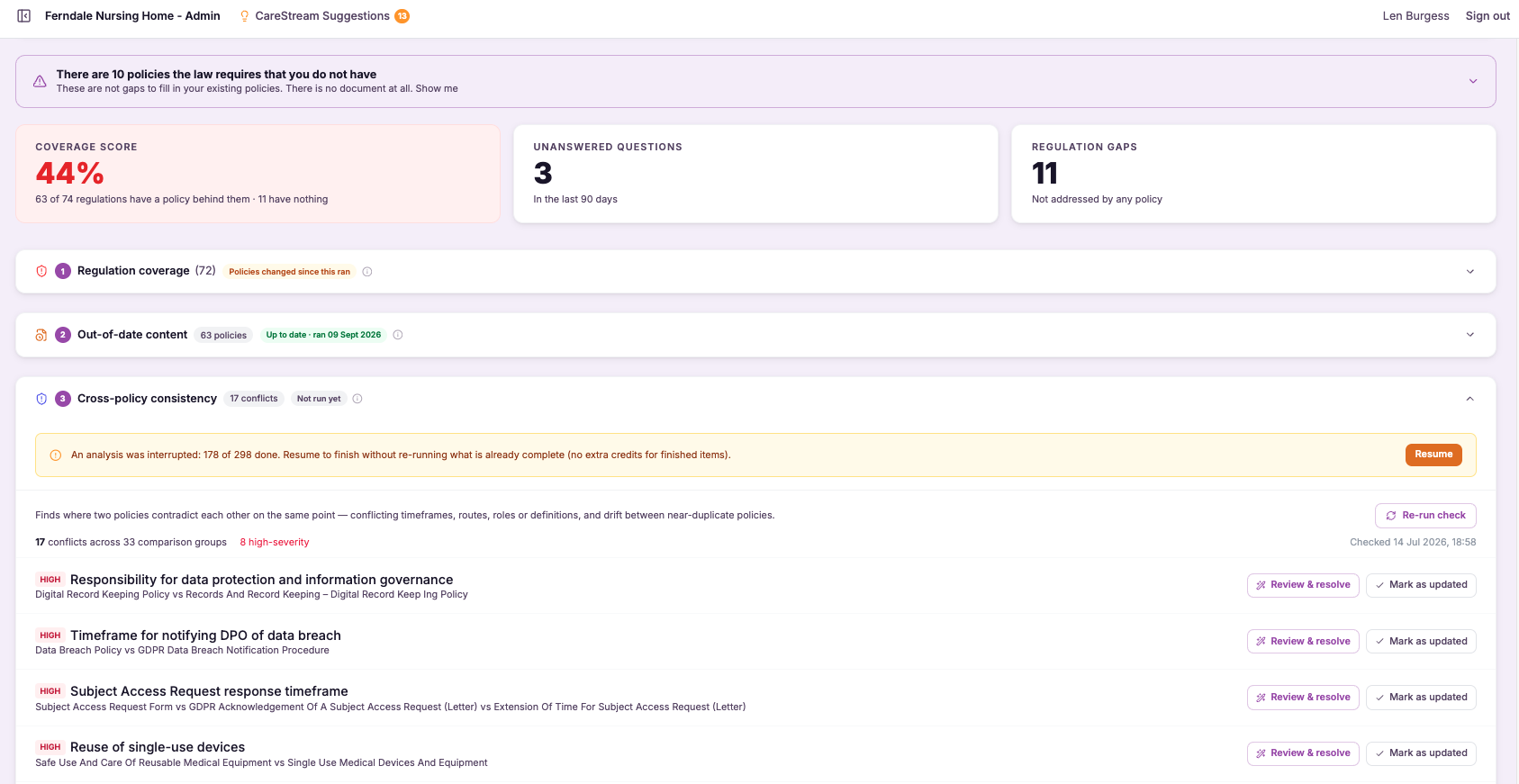 Screenshot slot Two policies side by side, conflict highlighted